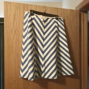 Women's Talbot skirt size 10 blue & white 24 long waist 15.5 striped zip up back